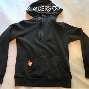 Fox riders grey asymmetrical zip hoodie.